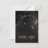 Elegante zwarte Steampunk RSVP-kaart Notitiekaartje (Achterkant)