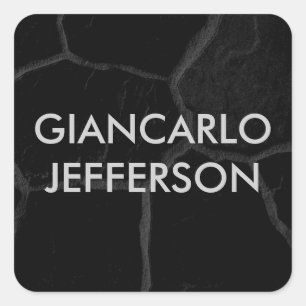 Elegante Zwarte Steen Minimalistische Stijl Profes Vierkante Sticker