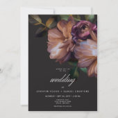 Elegante Zwarte Stemming Bloem All In One Kaart (Voorkant)