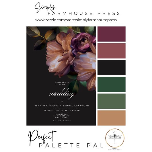 Elegante Zwarte Stemming Bloem All In One Kaart