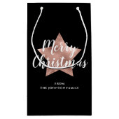 Elegante Zwarte Ster Vrolijk Kerstfeest Klein Cadeauzakje (Achterkant)