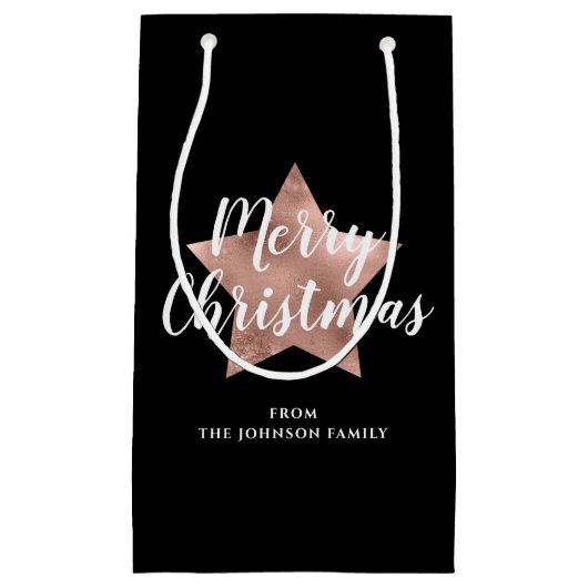 Elegante Zwarte Ster Vrolijk Kerstfeest Klein Cadeauzakje (Voorkant)