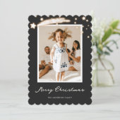 Elegante zwarte sterrenfoto Vrolijke kerst Kaart (Staand voorkant)