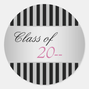 Elegante zwarte streep afstudeerstickers ronde sticker