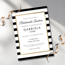 Elegante zwarte streep gouden bruidsmeisjes lunch