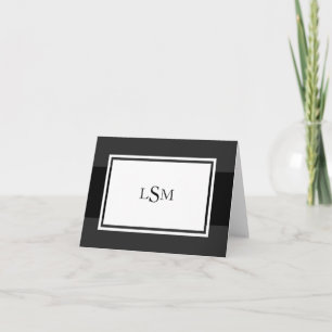 Elegante zwarte streep monogram notitiekaarten