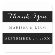 Elegante zwarte strepen bruiloft dank u Stickers