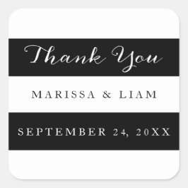 Elegante zwarte strepen bruiloft dank u Stickers