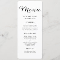 Elegante zwarte strepen bruiloft menu