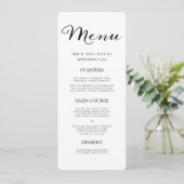 Elegante zwarte strepen bruiloft menu (Staand voorkant)