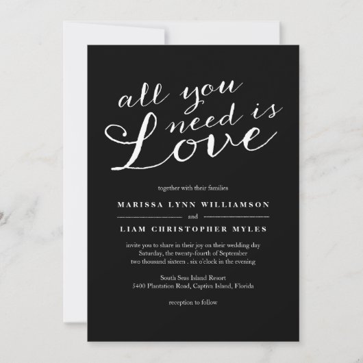 Elegante zwarte strepen bruiloft uitnodiging (Voorkant)