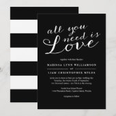 Elegante zwarte strepen bruiloft uitnodiging (Voorkant / Achterkant)