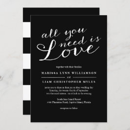 Elegante zwarte strepen bruiloft uitnodiging