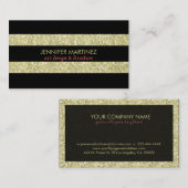 Elegante zwarte strepen en gouden glitter & sparkl visitekaartje (Voorkant / Achterkant)