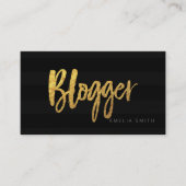 Elegante zwarte strepen Script Blogger Social Medi Visitekaartje (Voorkant)