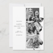Elegante Zwarte Strik 3 Foto Galentines Day Kaart (Voorkant)