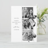 Elegante Zwarte Strik 3 Foto Galentines Day Kaart (Staand voorkant)