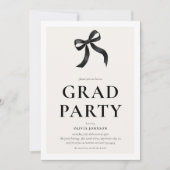 Elegante zwarte strik afstudeerfeest kaart (Voorkant)