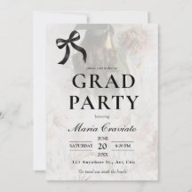 Elegante zwarte strik afstudeerfeest uitnodiging