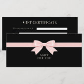 Elegante zwarte strik cadeaubon (Voorkant / Achterkant)