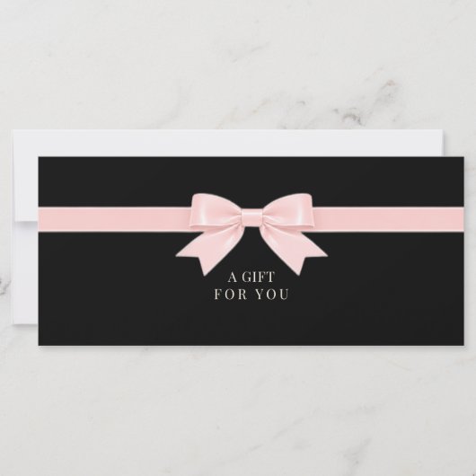 Elegante zwarte strik cadeaubon (Voorkant)