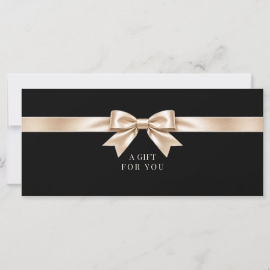 Elegante zwarte strik cadeaubon (Voorkant)