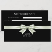 Elegante zwarte strik cadeaubon (Voorkant / Achterkant)