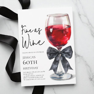 Elegante zwarte strik Fine as Wine 60e verjaardags Kaart
