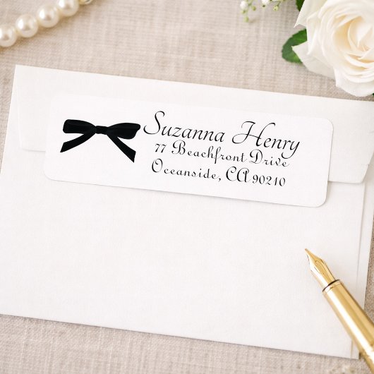 Elegante Zwarte Strik Klasse Handschrift Etiket