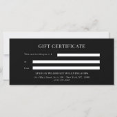 Elegante zwarte strik logo cadeaubon (Achterkant)