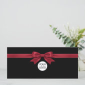 Elegante zwarte strik logo cadeaubon (Staand voorkant)