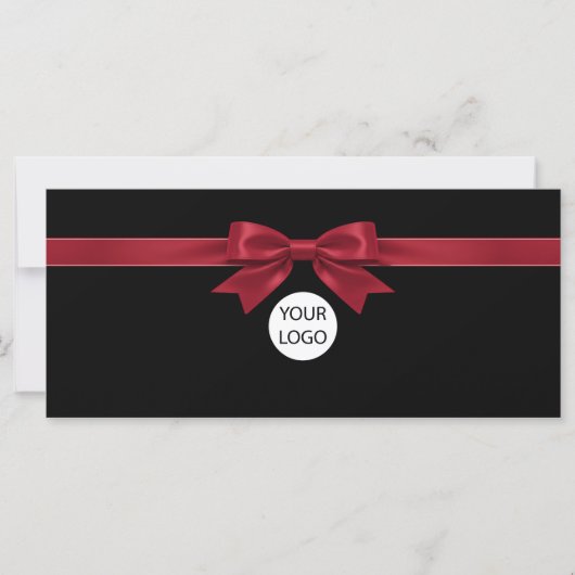 Elegante zwarte strik logo cadeaubon (Voorkant)