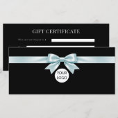 Elegante zwarte strik logo cadeaubon (Voorkant / Achterkant)