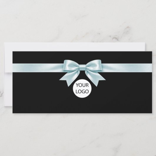Elegante zwarte strik logo cadeaubon (Voorkant)