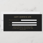 Elegante zwarte strik logo cadeaubon (Achterkant)