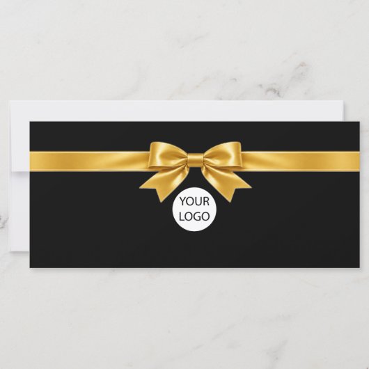 Elegante zwarte strik logo cadeaubon (Voorkant)