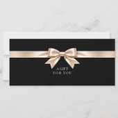 Elegante zwarte strik QR-code cadeaubon (Voorkant)