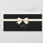 Elegante Zwarte Strik QR Code Cadeaubon (Voorkant)