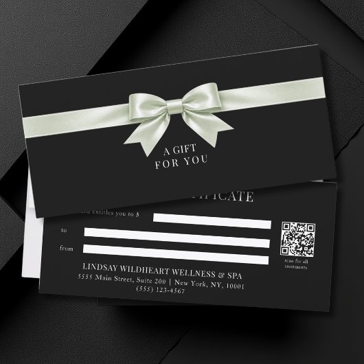 Elegante Zwarte Strik QR Code Cadeaubon
