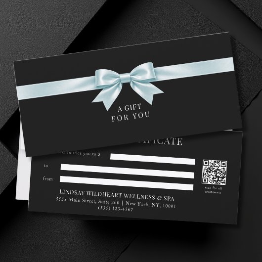 Elegante zwarte strik QR-code cadeaubon