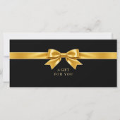 Elegante zwarte strik QR-code cadeaubon (Voorkant)