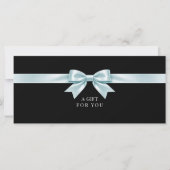 Elegante zwarte strik QR-code cadeaubon (Voorkant)
