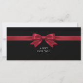 Elegante zwarte strik QR-code cadeaubon (Voorkant)