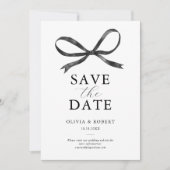 Elegante Zwarte Strik Save The Date (Voorkant)