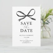 Elegante Zwarte Strik Save The Date (Staand voorkant)