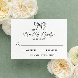 Elegante Zwarte Strik Trouwdag RSVP Kaartje