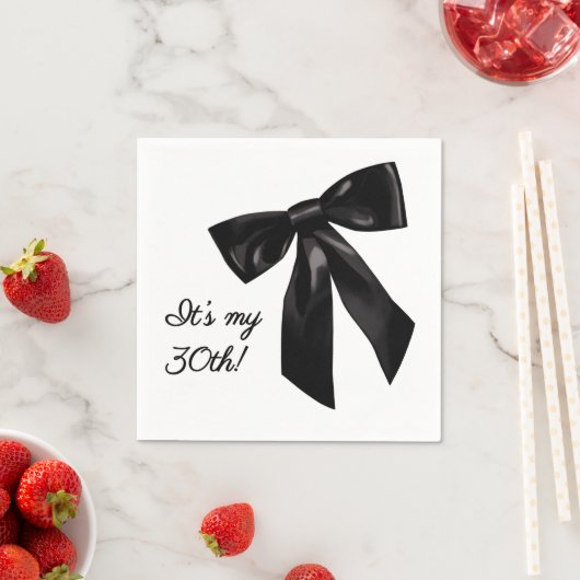 Elegante zwarte strik verjaardagsfeest servetten (Insitu)