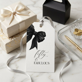 Elegante Zwarte Strik Vijftig en Fabulous Cadeaulabel