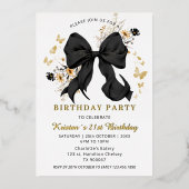 Elegante Zwarte Strik Wilde Bloemen Uitnodiging Go (Voorkant)