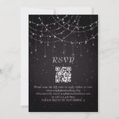 Elegante zwarte string lichten QR code bruiloft Kaart (Achterkant)